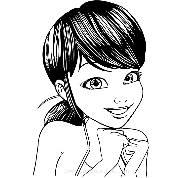 Marinette in love coloring page